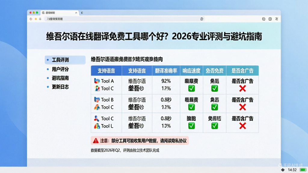 维吾尔语在线翻译免费工具哪个好？2026专业评测与避坑指南